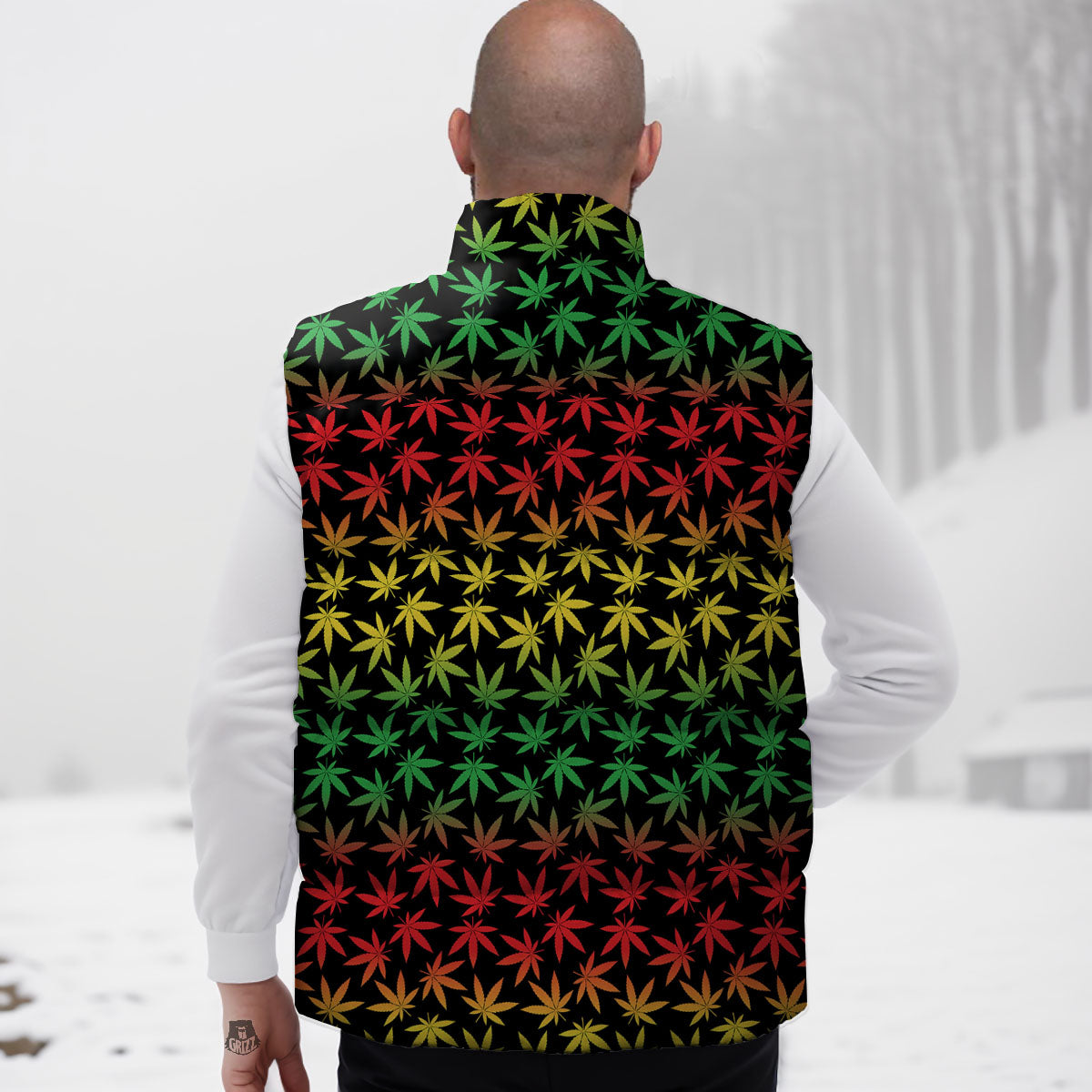 Hemp Rastafarian Print Pattern Down Vest-grizzshop