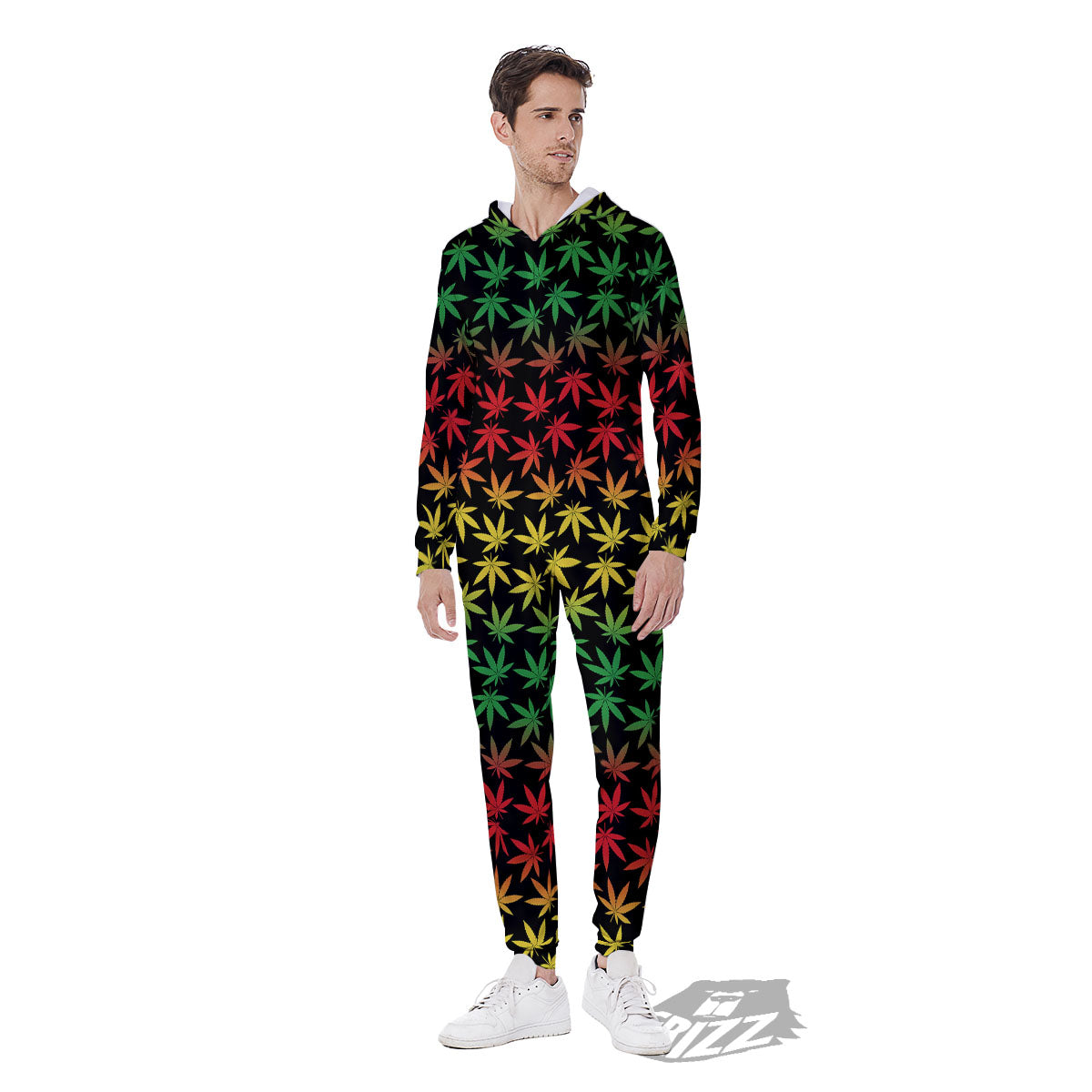 Hemp Rastafarian Print Pattern Men's Jumpsuit-grizzshop