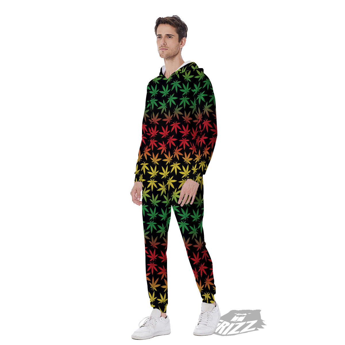 Hemp Rastafarian Print Pattern Men's Jumpsuit-grizzshop