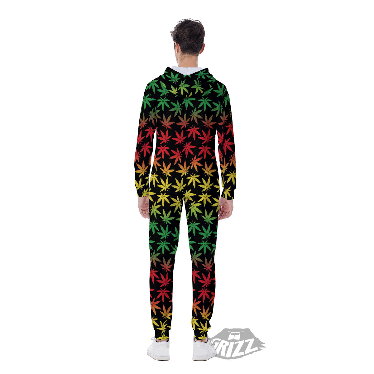 Hemp Rastafarian Print Pattern Men's Jumpsuit-grizzshop