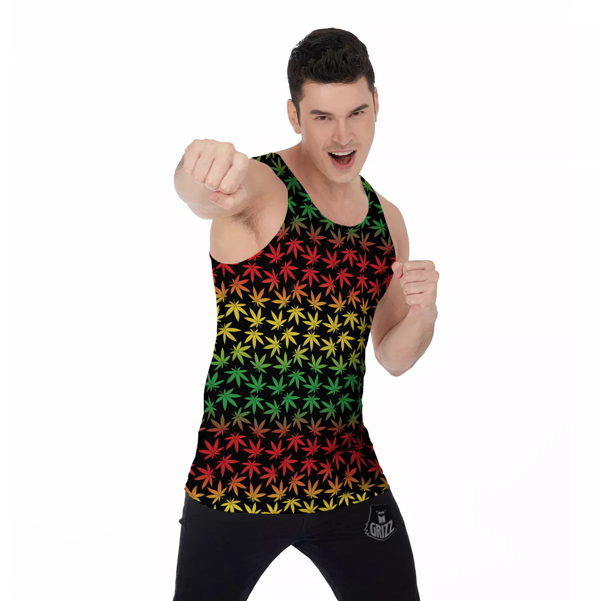 Hemp Rastafarian Print Pattern Men's Tank Top-grizzshop