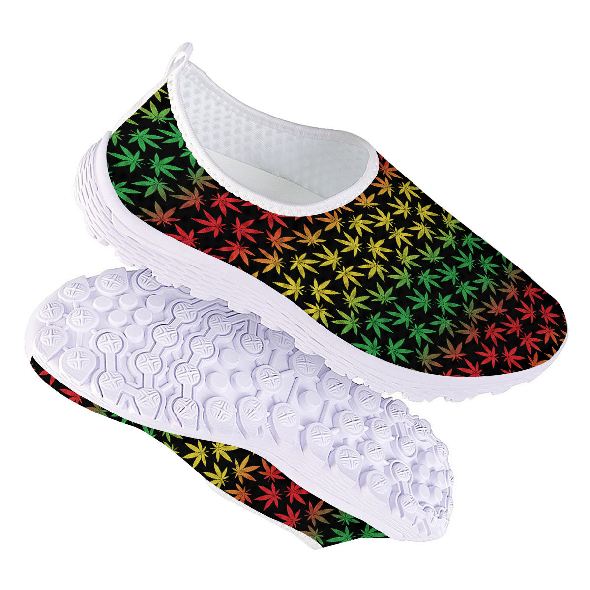 Hemp Rastafarian Print Pattern Nurse Shoes-grizzshop