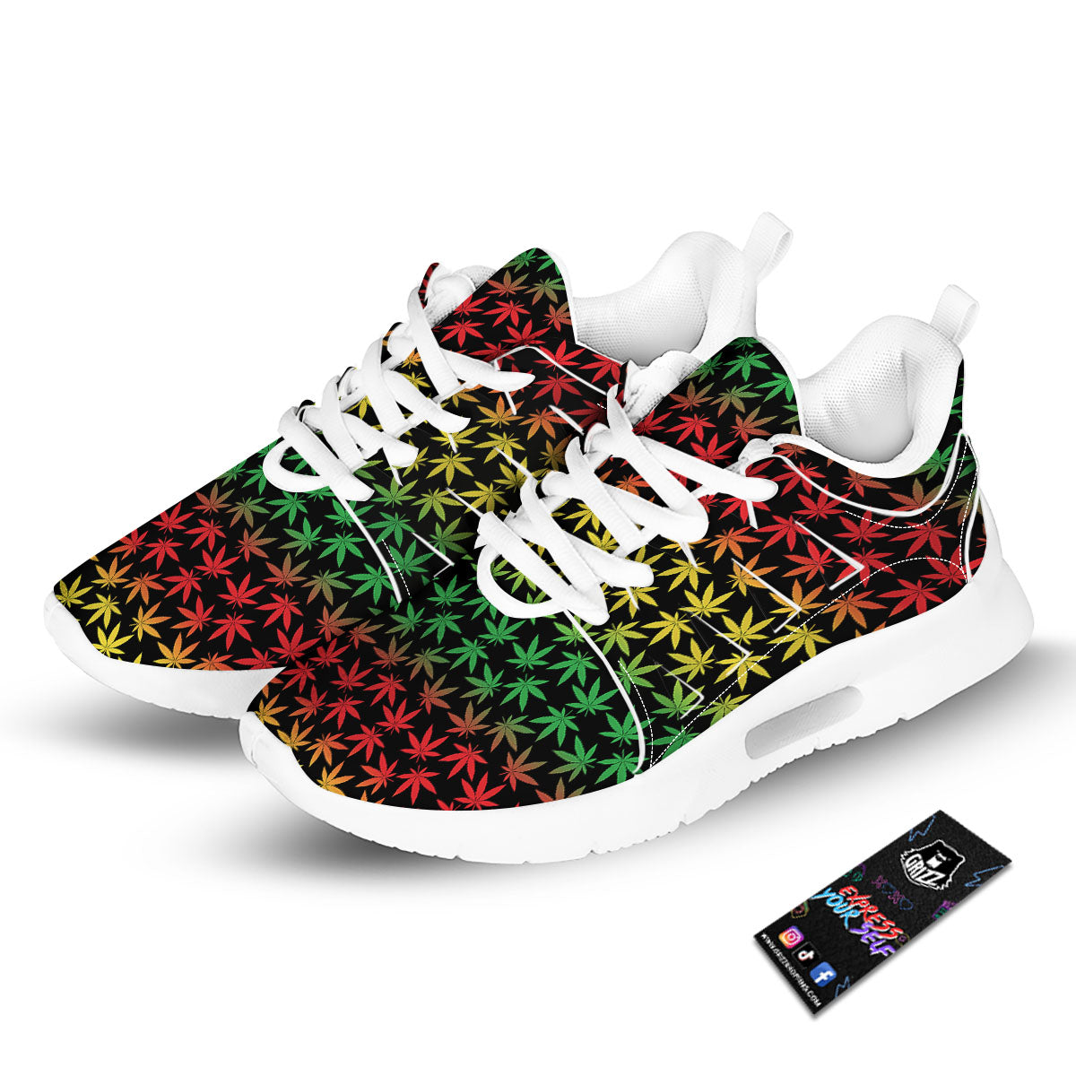 Hemp Rastafarian Print Pattern Tennis Shoes-grizzshop