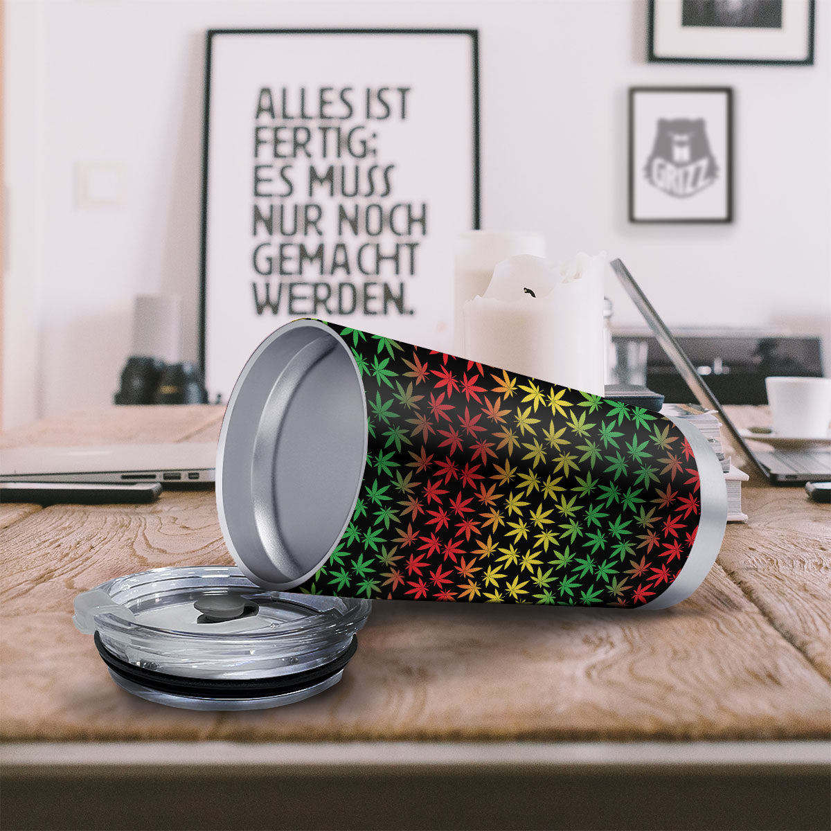 Hemp Rastafarian Print Pattern Tumbler-grizzshop