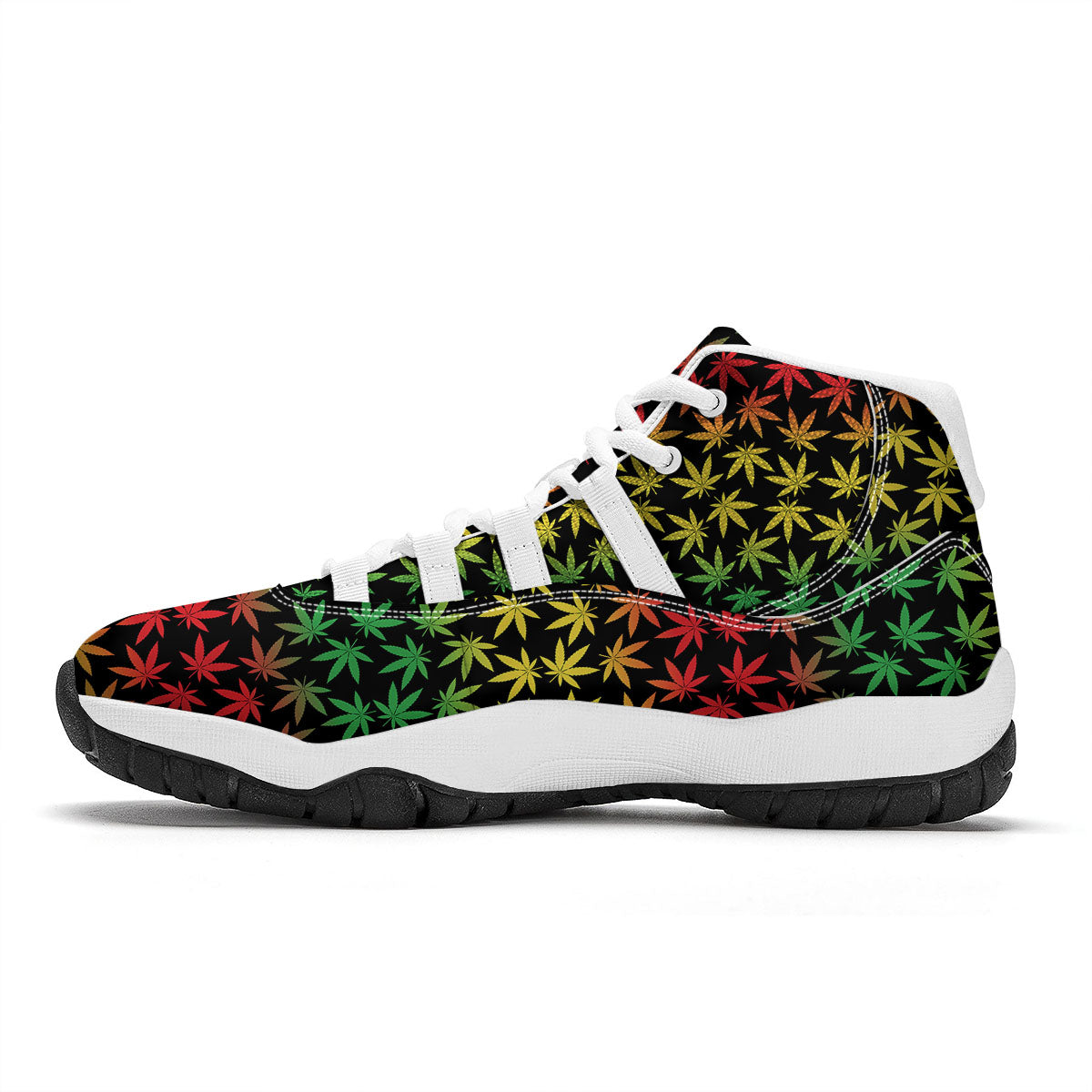 Hemp Rastafarian Print Pattern White Bball Shoes-grizzshop