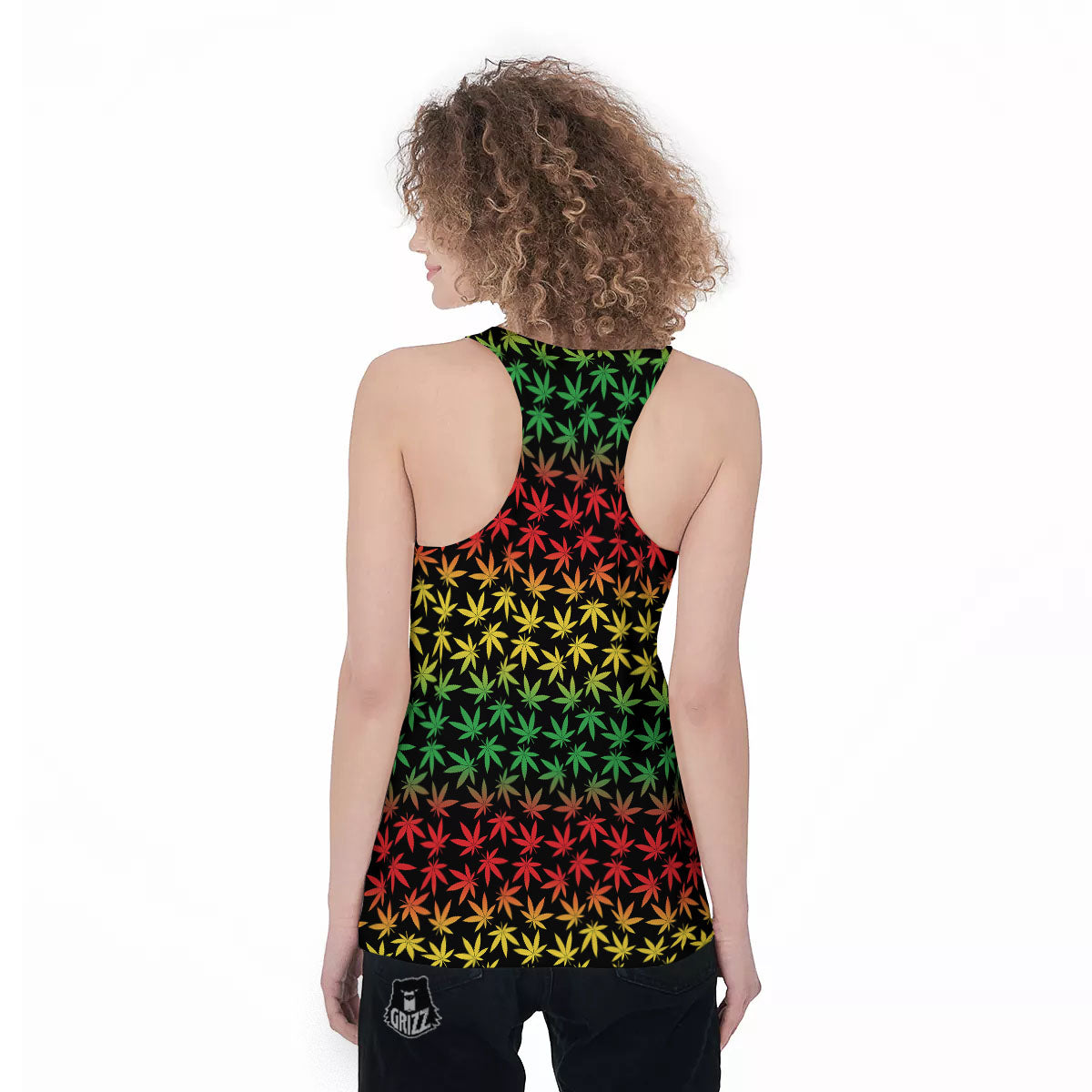 Hemp Rastafarian Print Pattern Women's Racerback Tank Top-grizzshop