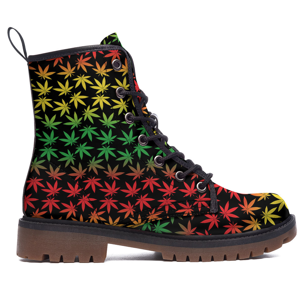 Hemp Rastafarian Print Pattern Work Boots-grizzshop