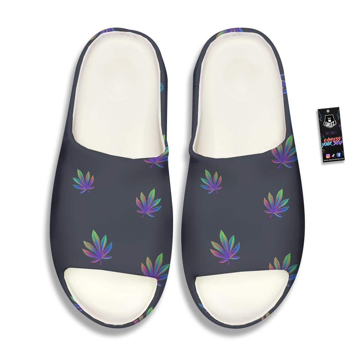 Hemp Leaves Reggae Trippy Print Pattern Sandals-grizzshop