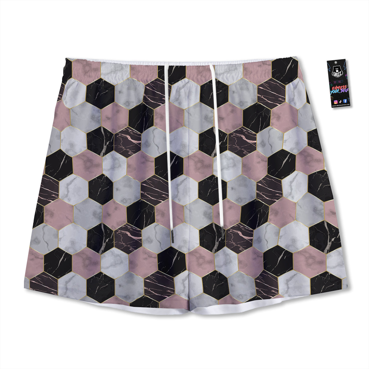 Mandala Om Gold Print Mesh Shorts
