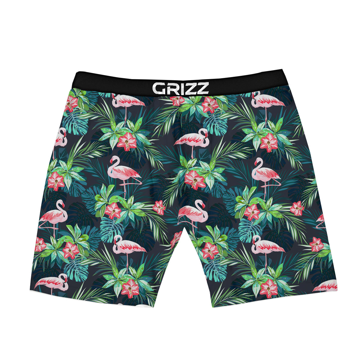Hibiscus And Tropical Flamingo Print Pattern Boxer Briefs-grizzshop