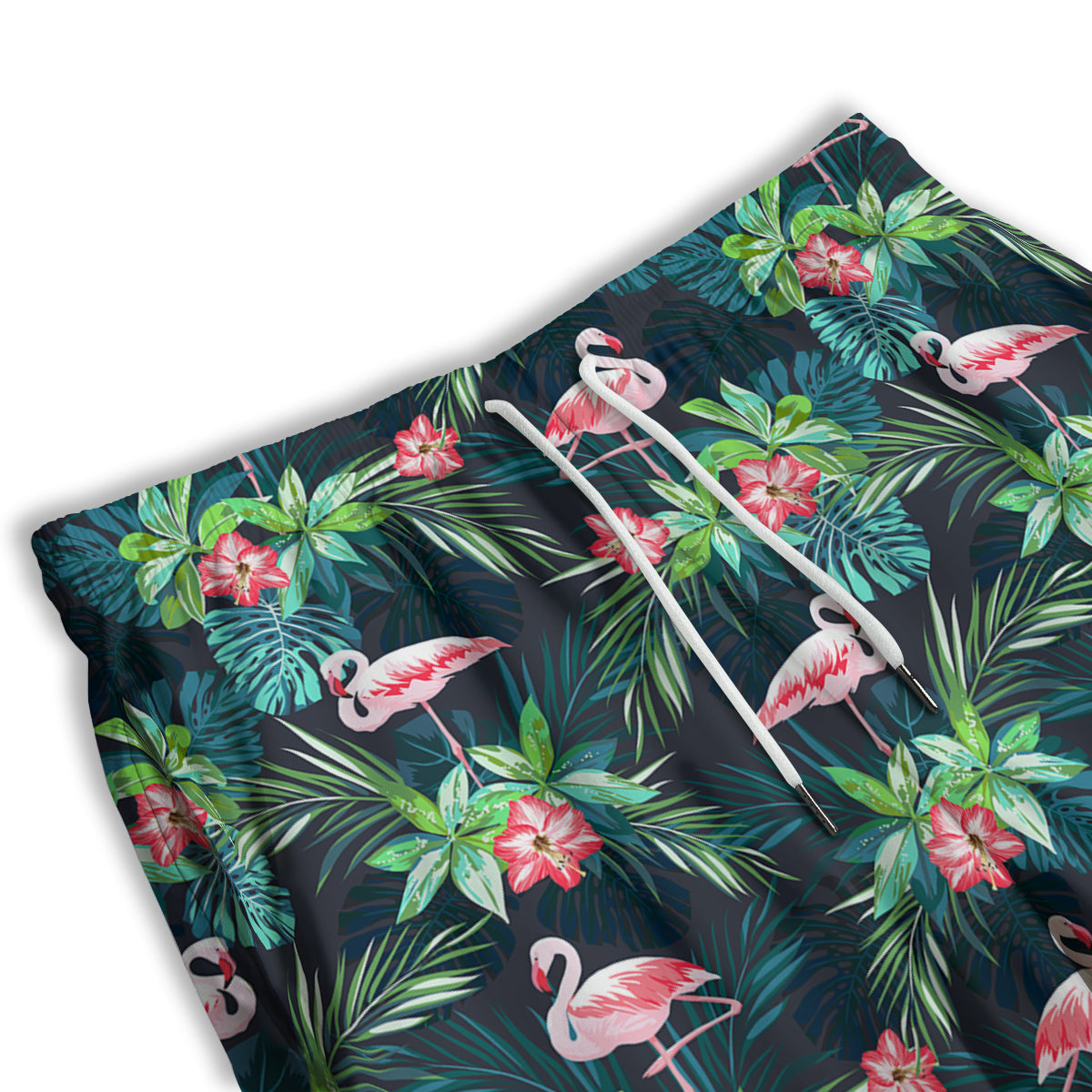 Hibiscus And Tropical Flamingo Print Pattern Men's Athletic Shorts