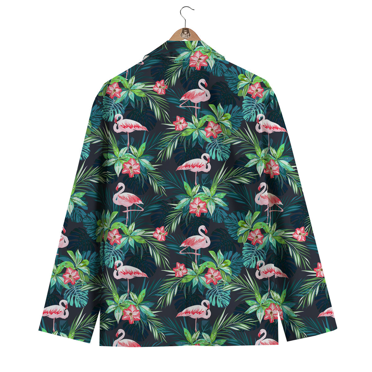 Hibiscus And Tropical Flamingo Print Pattern Men's Blazer-grizzshop
