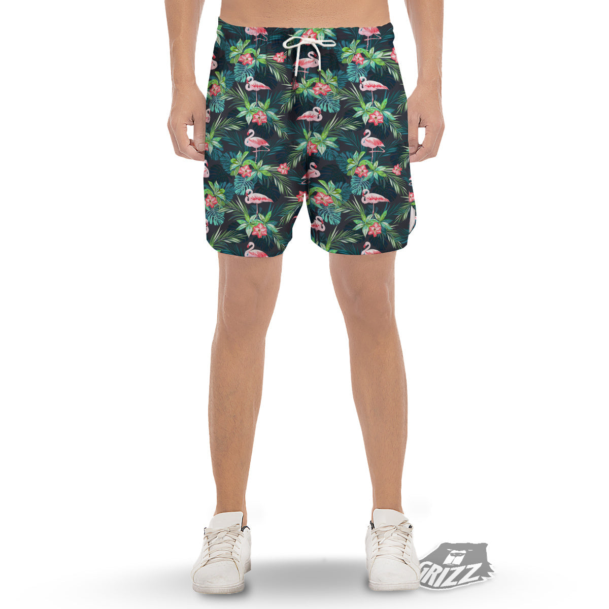 Hibiscus And Tropical Flamingo Print Pattern Muay Thai Boxing Shorts main image 1
