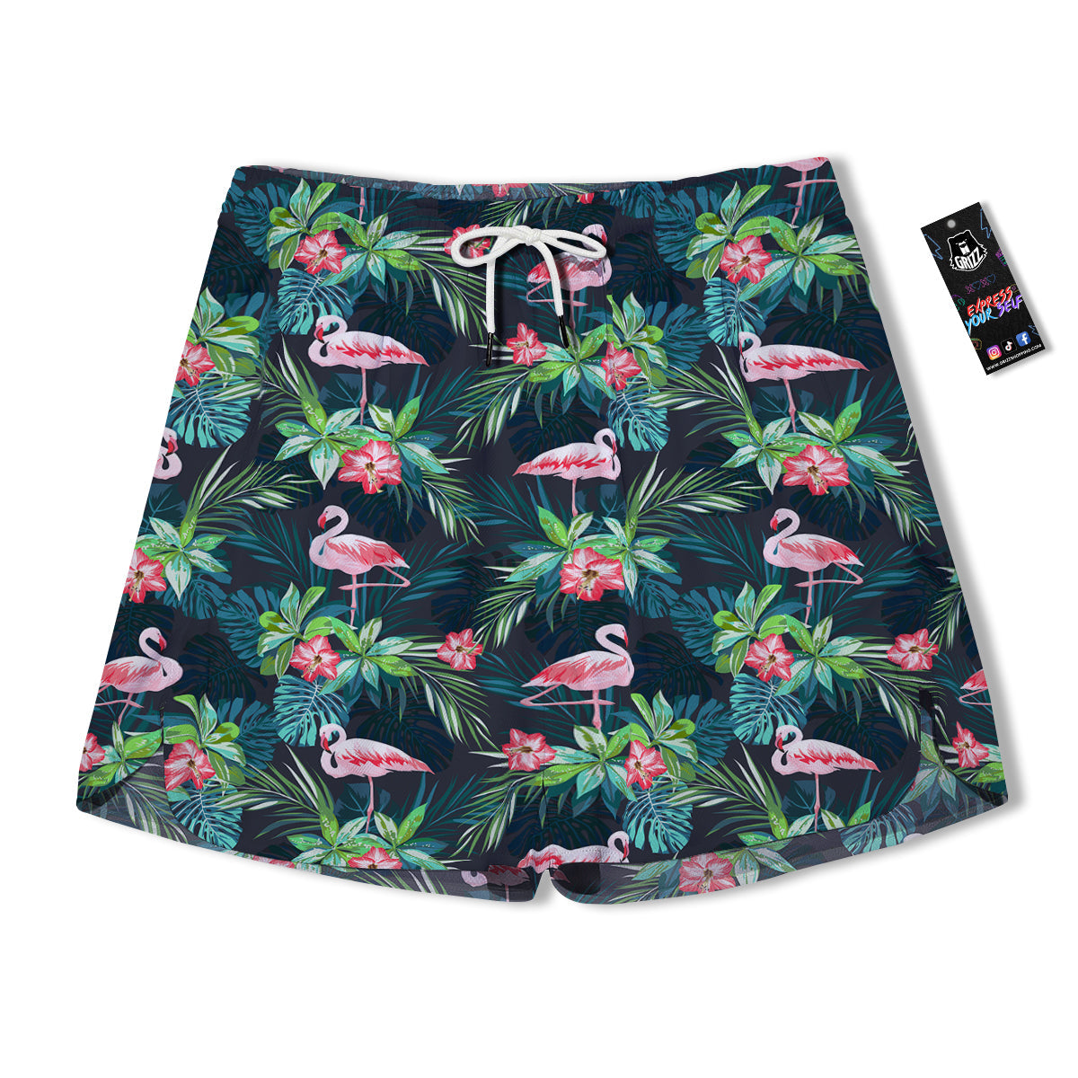 Hibiscus And Tropical Flamingo Print Pattern Muay Thai Boxing Shorts