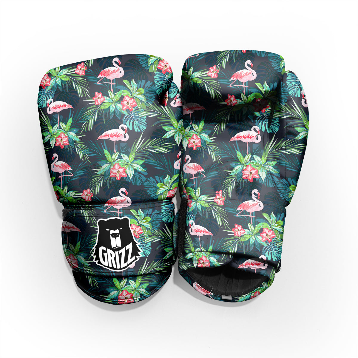 Hibiscus And Tropical Flamingo Print Pattern Sparring Gloves-grizzshop