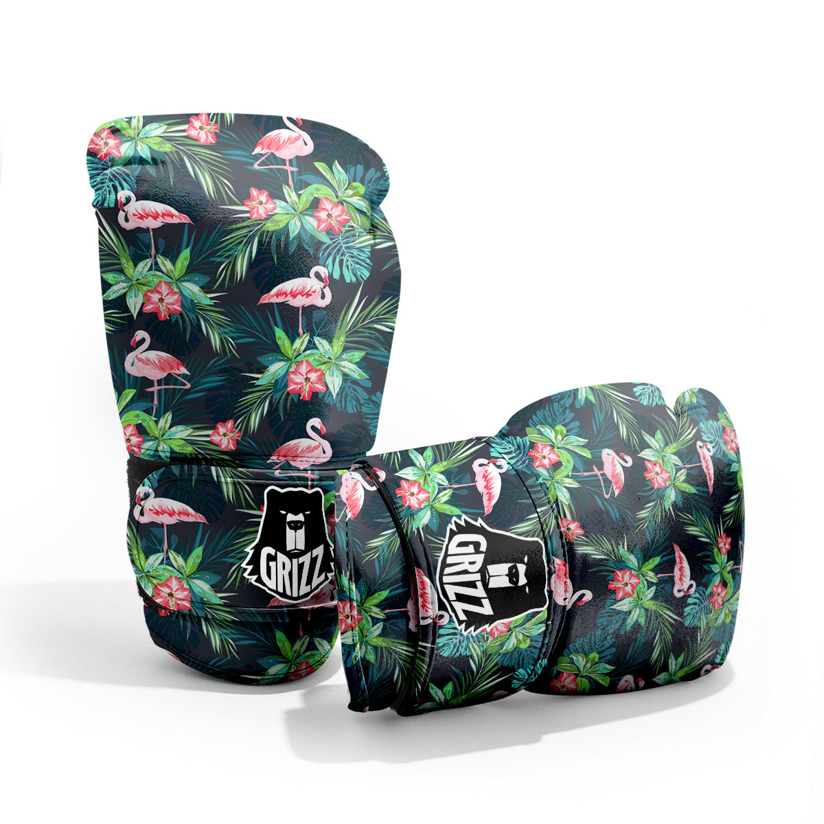 Hibiscus And Tropical Flamingo Print Pattern Sparring Gloves-grizzshop