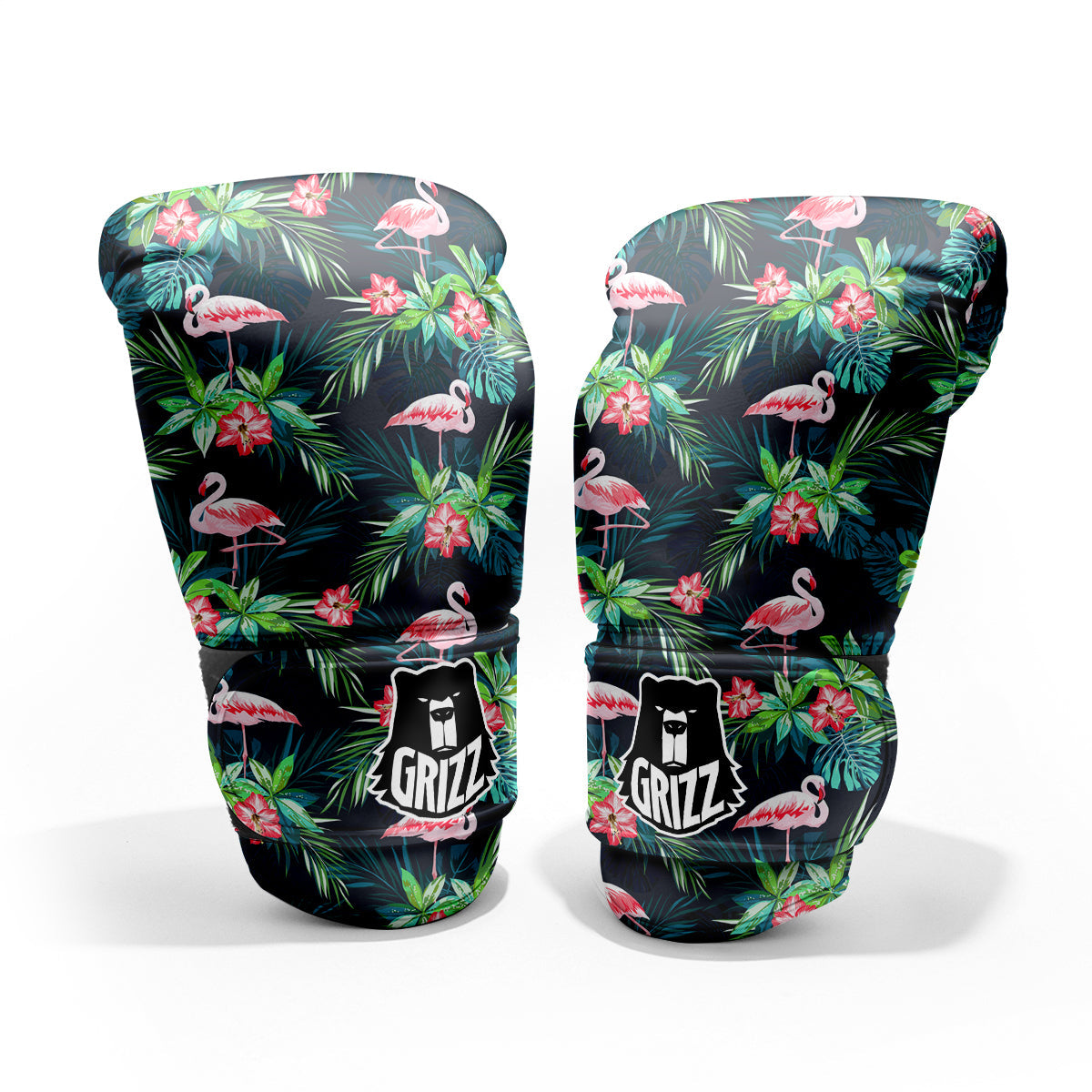 Hibiscus And Tropical Flamingo Print Pattern Sparring Gloves-grizzshop