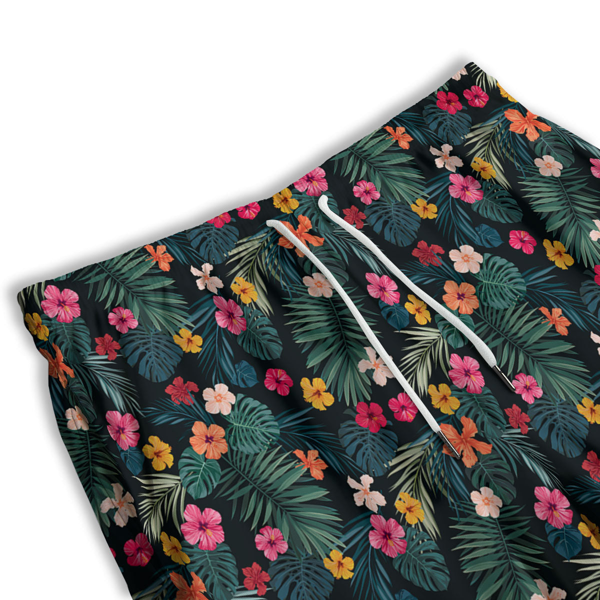 Hibiscus And Tropical Palm Print Pattern Men's Athletic Shorts