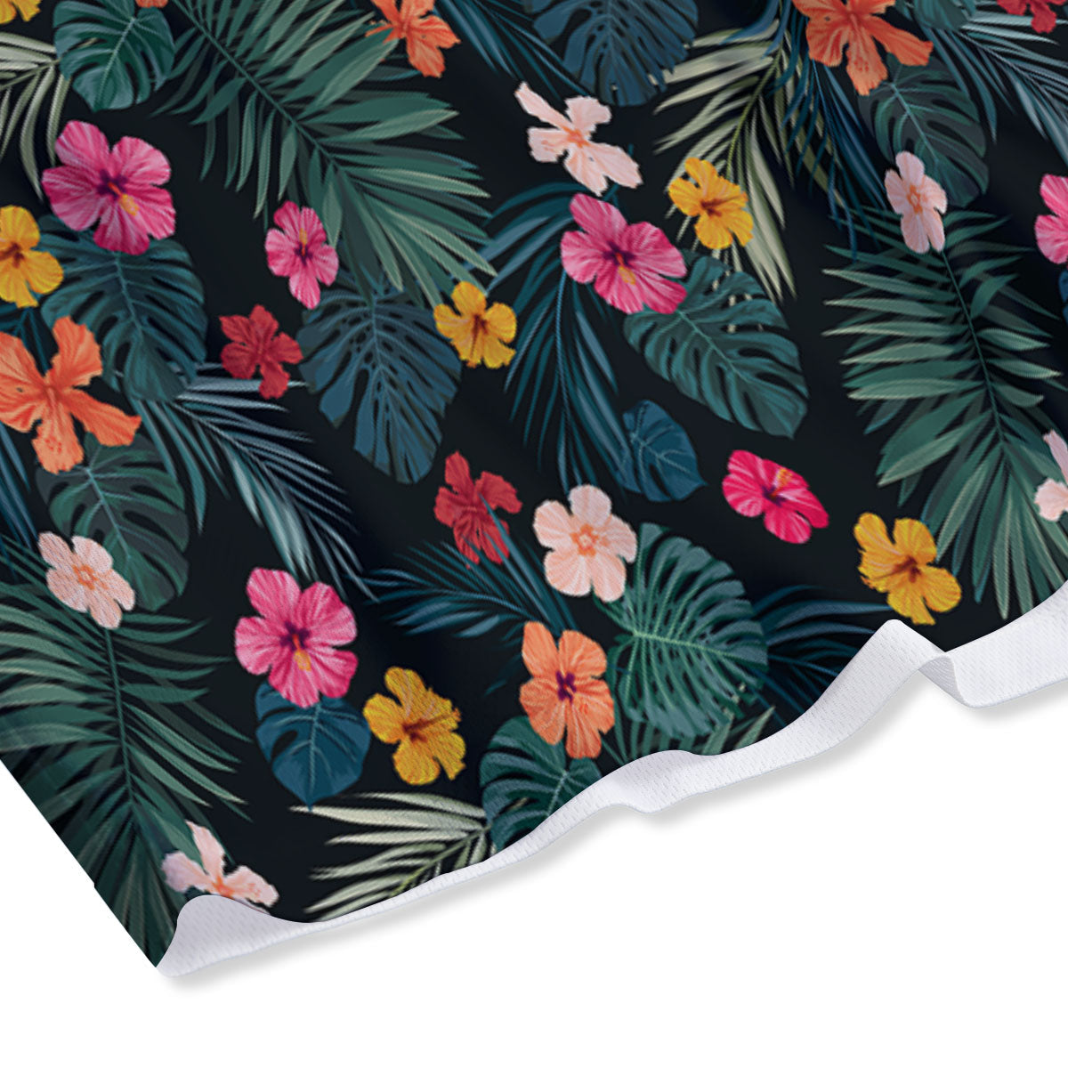 Hibiscus And Tropical Palm Print Pattern Mesh Shorts