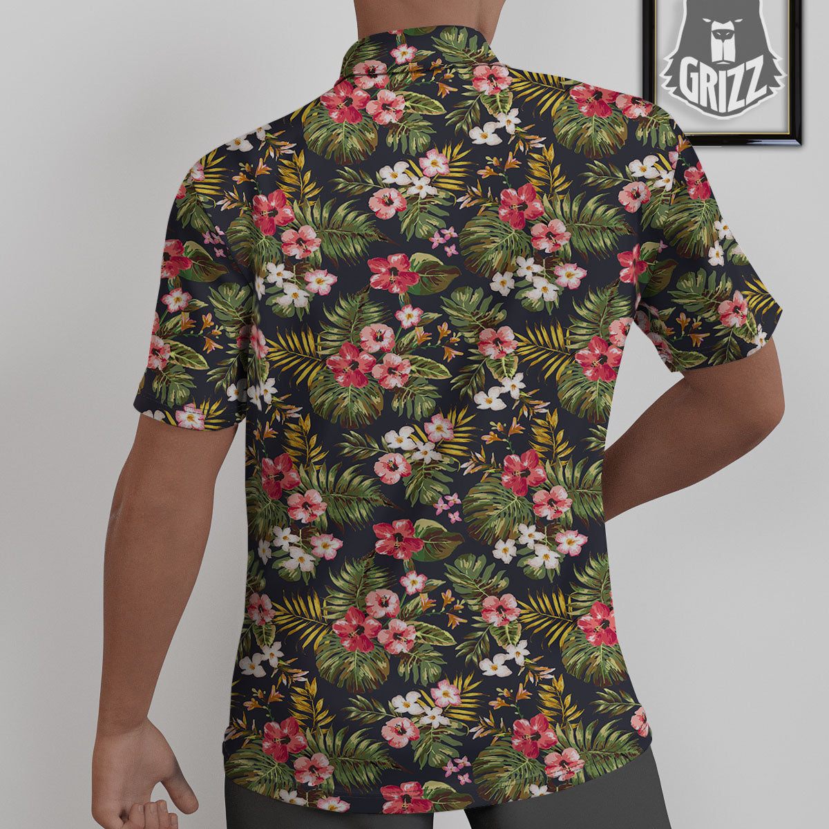 Hibiscus Blossom Tropical Print Pattern Untucked Shirts-grizzshop