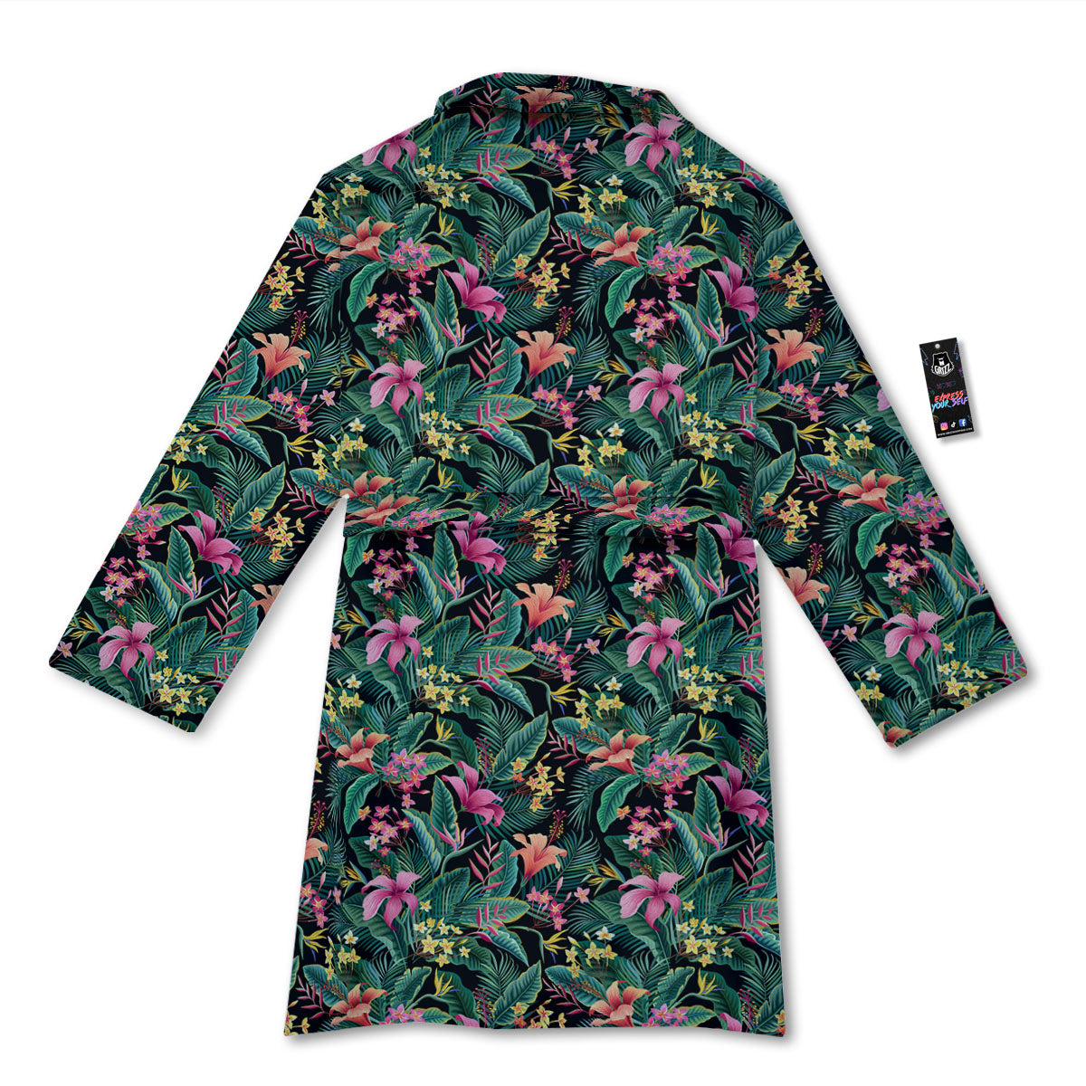 Hibiscus Exotic Tropical Print Pattern Bathrobe-grizzshop
