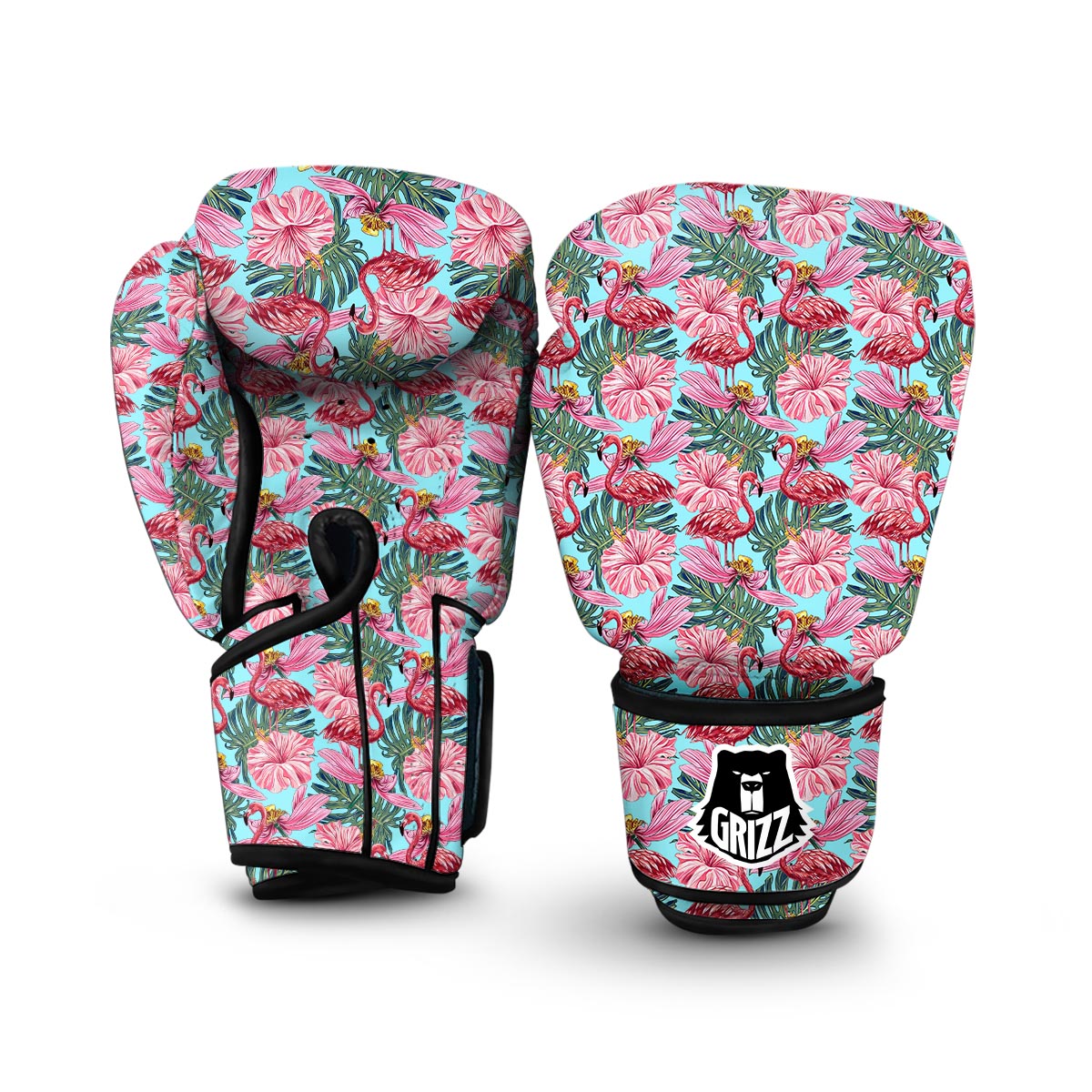 Flowers Red Hibiscus Print Pattern Boxing Gloves main image 1