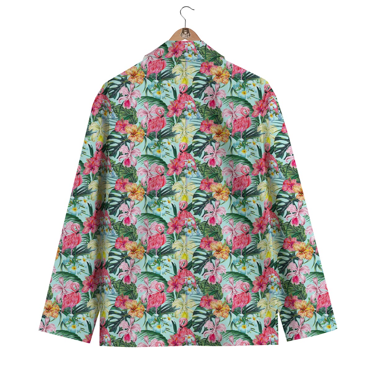 Hibiscus Flamingo Tropical Men's Blazer-grizzshop
