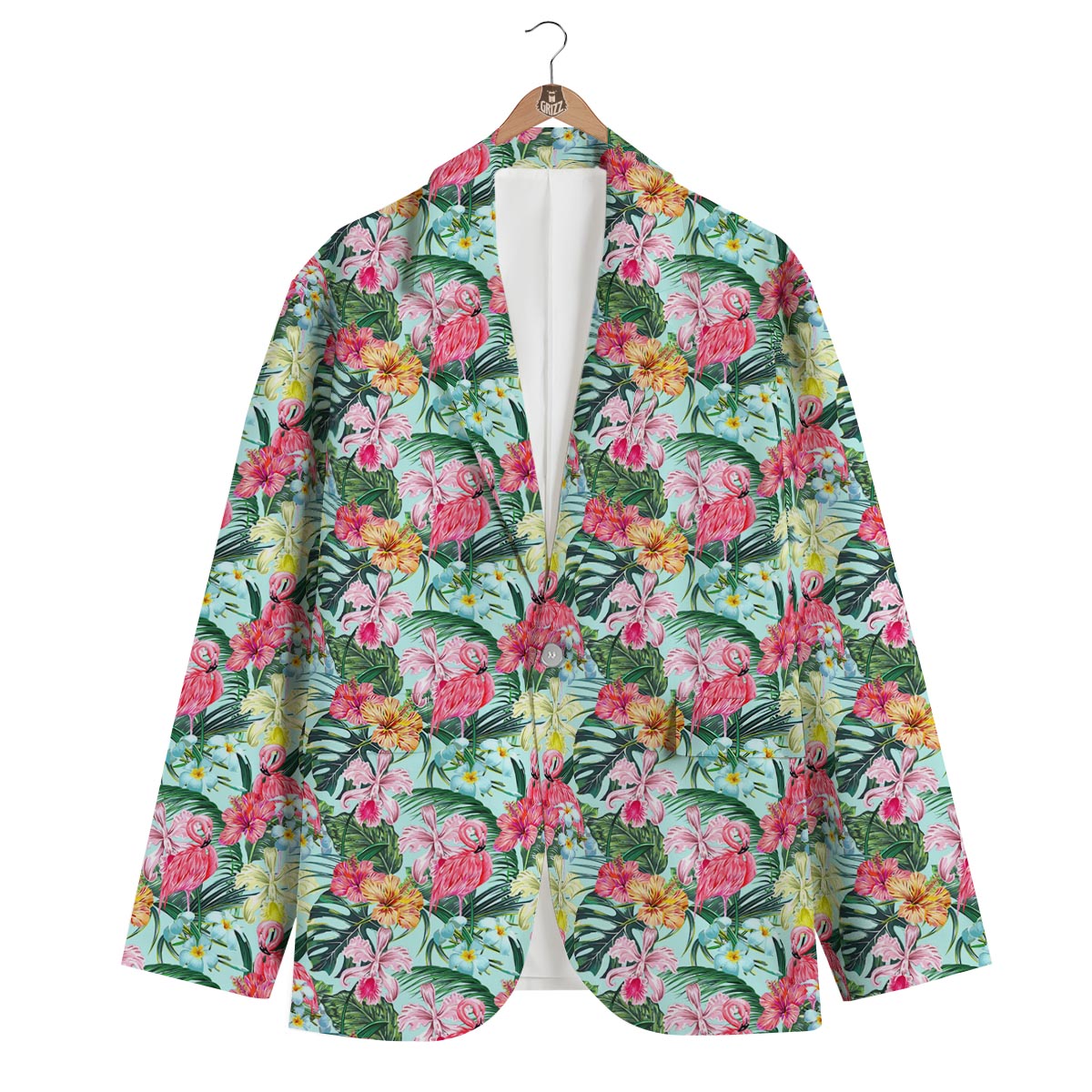 Hibiscus Flamingo Tropical Men's Blazer-grizzshop