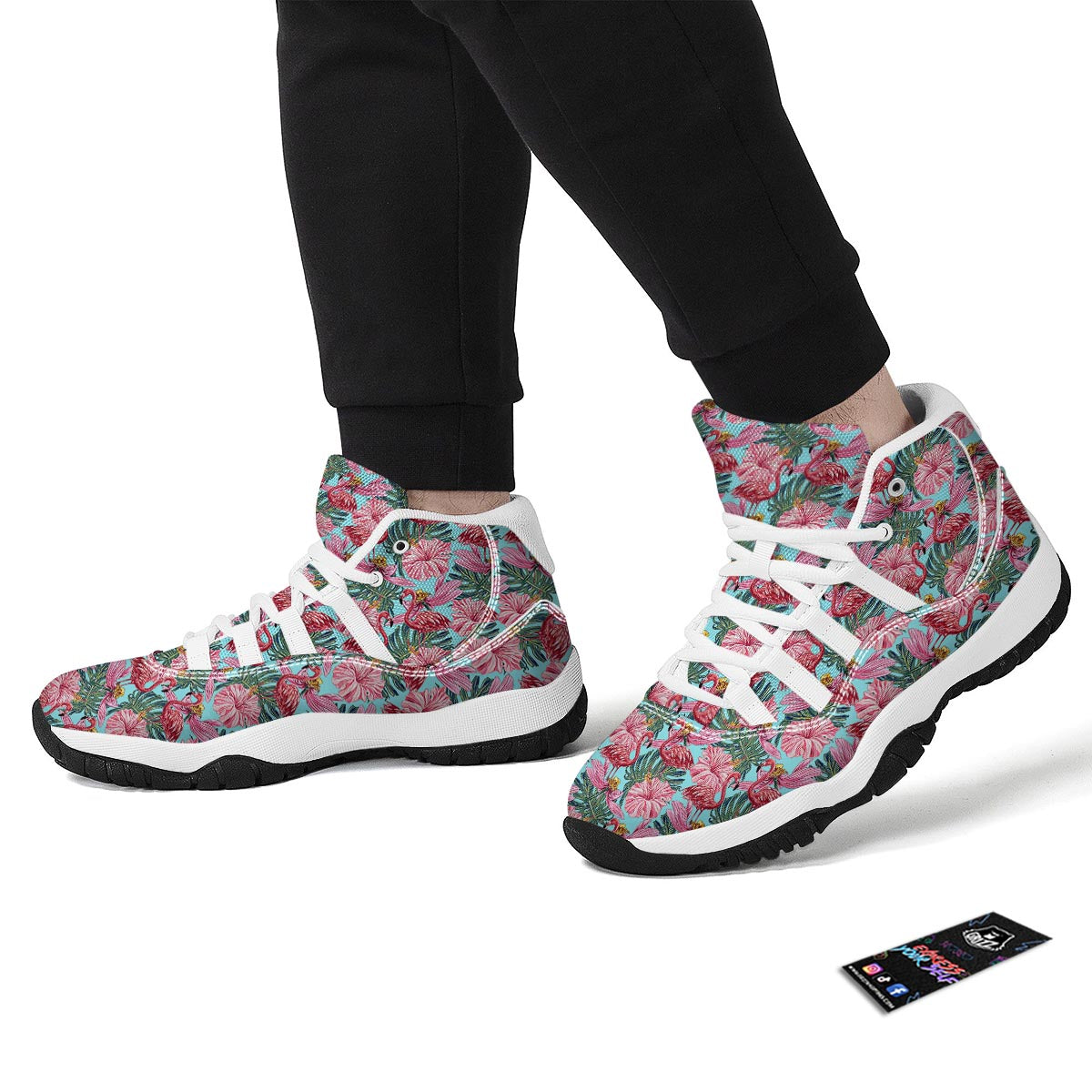 Hibiscus Flamingo White Bball Shoes-grizzshop
