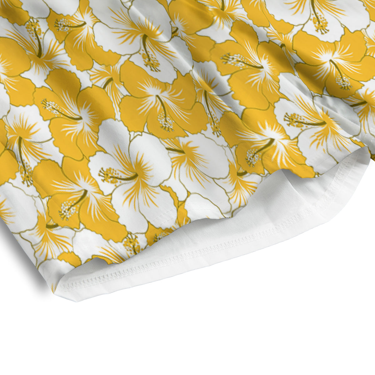Hibiscus Flower And Camo Yellow Print Pattern Men's Athletic Shorts