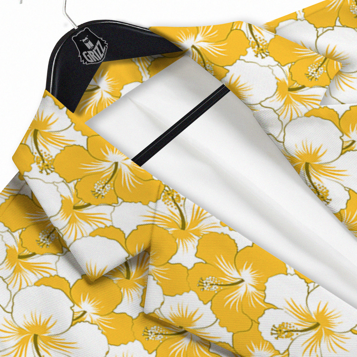 Hibiscus Flower And Camo Yellow Print Pattern Men's Sport Coat-grizzshop