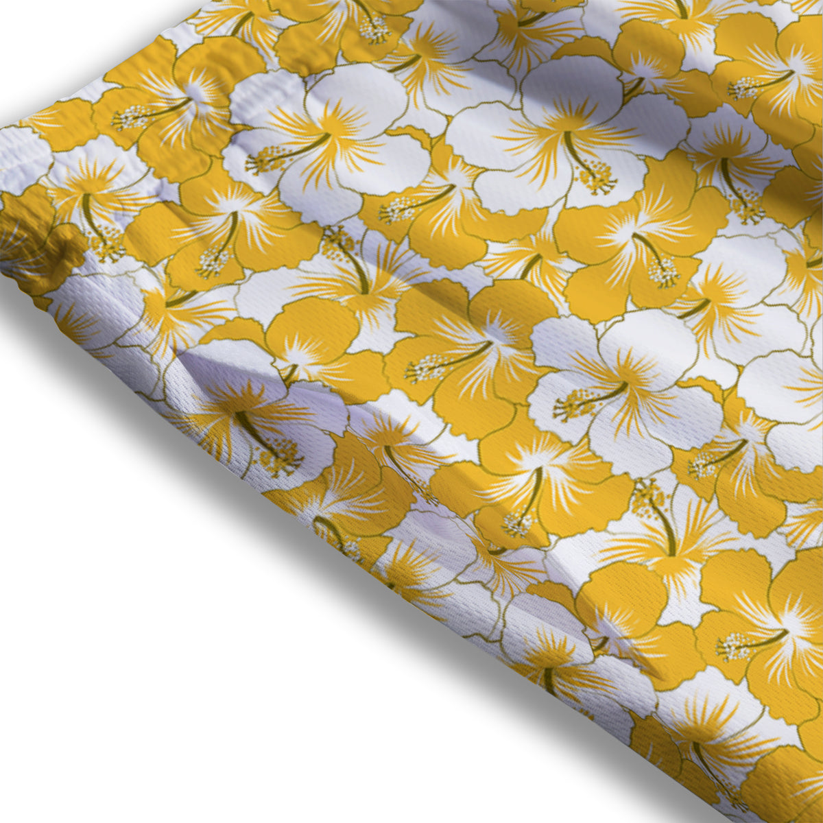 Hibiscus Flower And Camo Yellow Print Pattern Mesh Shorts