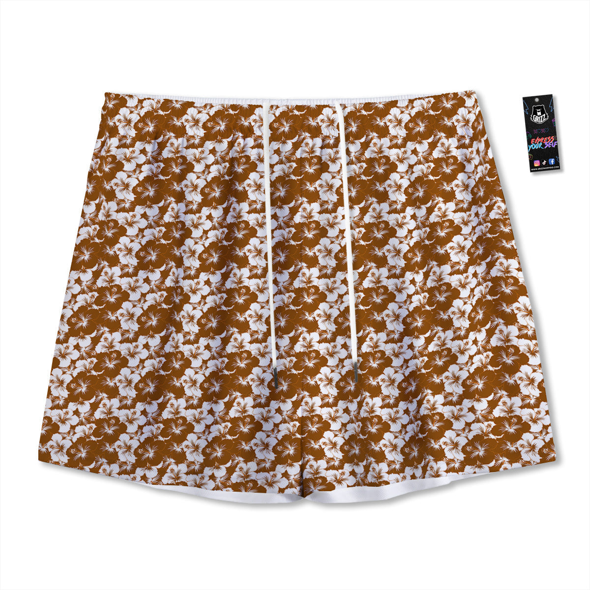 Gold Dragon Japanese Print Pattern Mesh Shorts