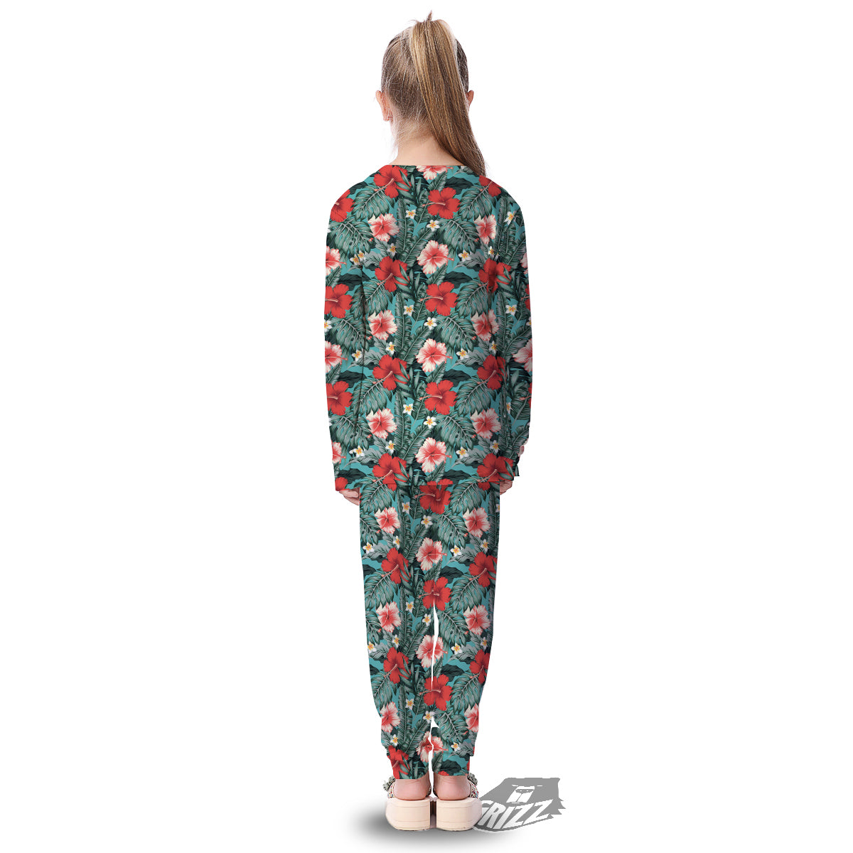 Hibiscus Flowers Tropical Print Pattern Kid's Pajamas-grizzshop