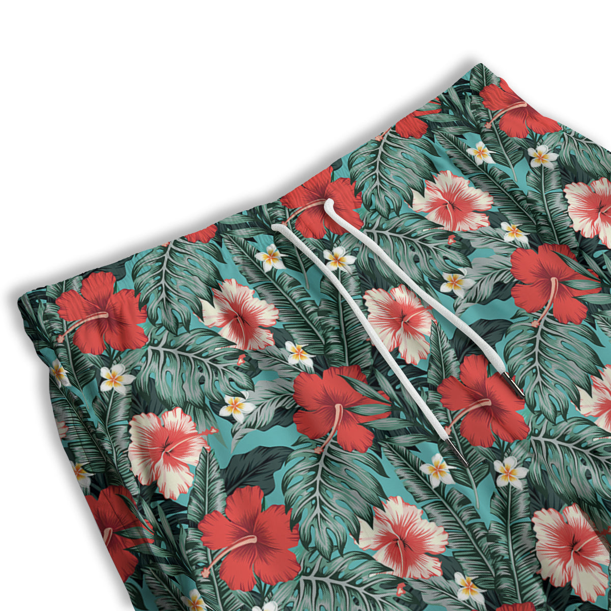 Hibiscus Flowers Tropical Print Pattern Men's Athletic Shorts