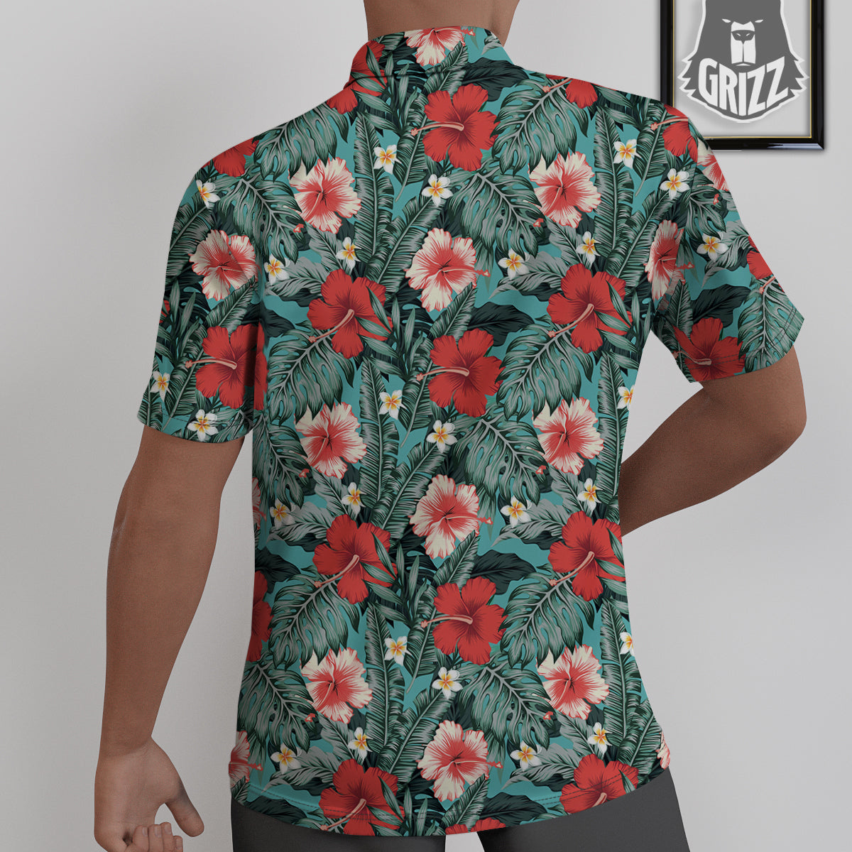 Hibiscus Flowers Tropical Print Pattern Untucked Shirts-grizzshop