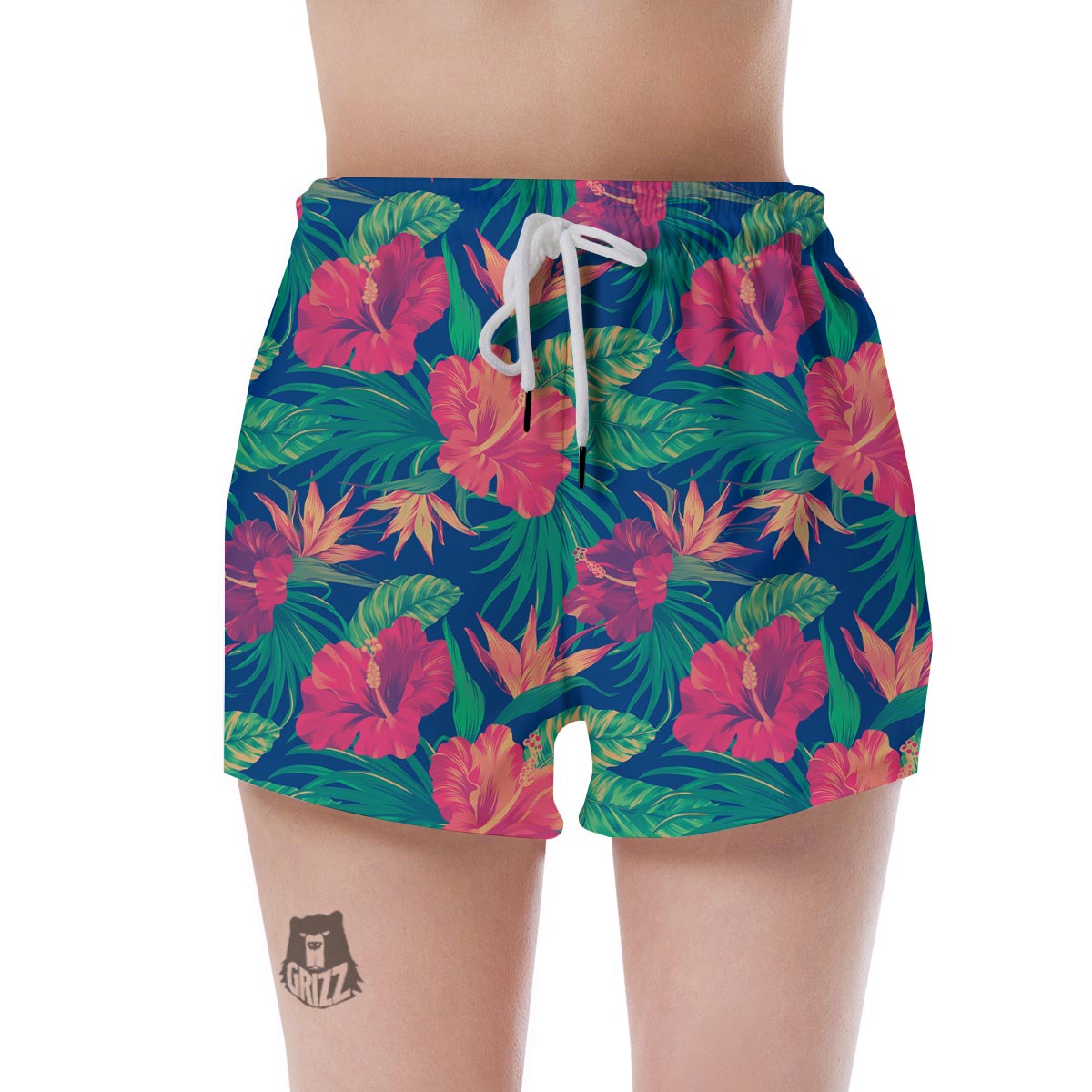 Hibiscus Hawaiian Flower Print Women's Shorts-grizzshop