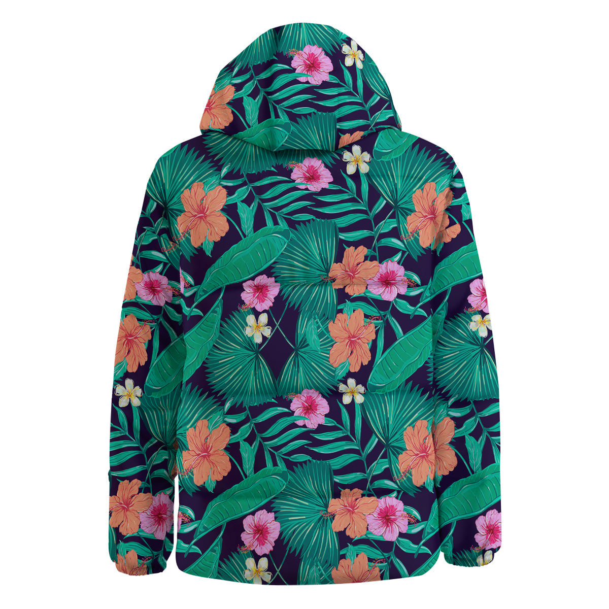 Hibiscus Leaves Tropical Print Pattern Down Jacket-grizzshop