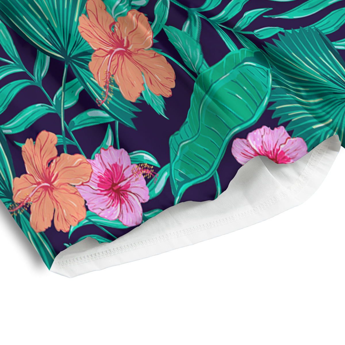 Hibiscus Leaves Tropical Print Pattern Men's Athletic Shorts