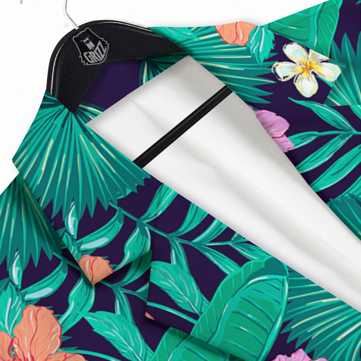 Hibiscus Leaves Tropical Print Pattern Men's Sport Coat-grizzshop