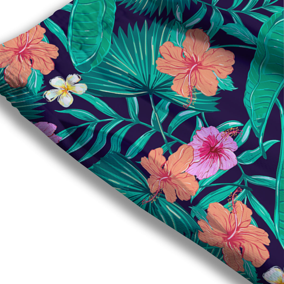 Hibiscus Leaves Tropical Print Pattern Mesh Shorts