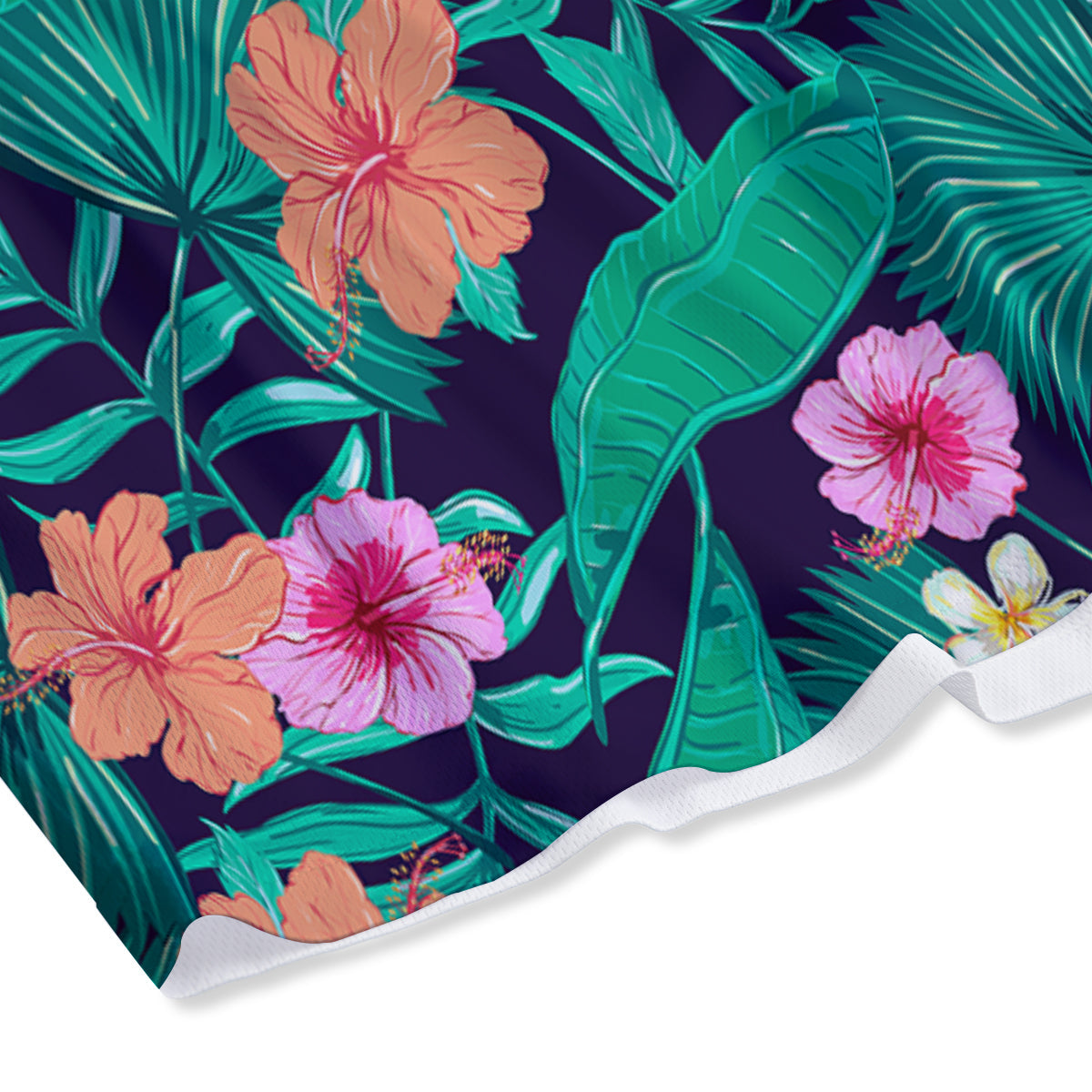 Hibiscus Leaves Tropical Print Pattern Mesh Shorts