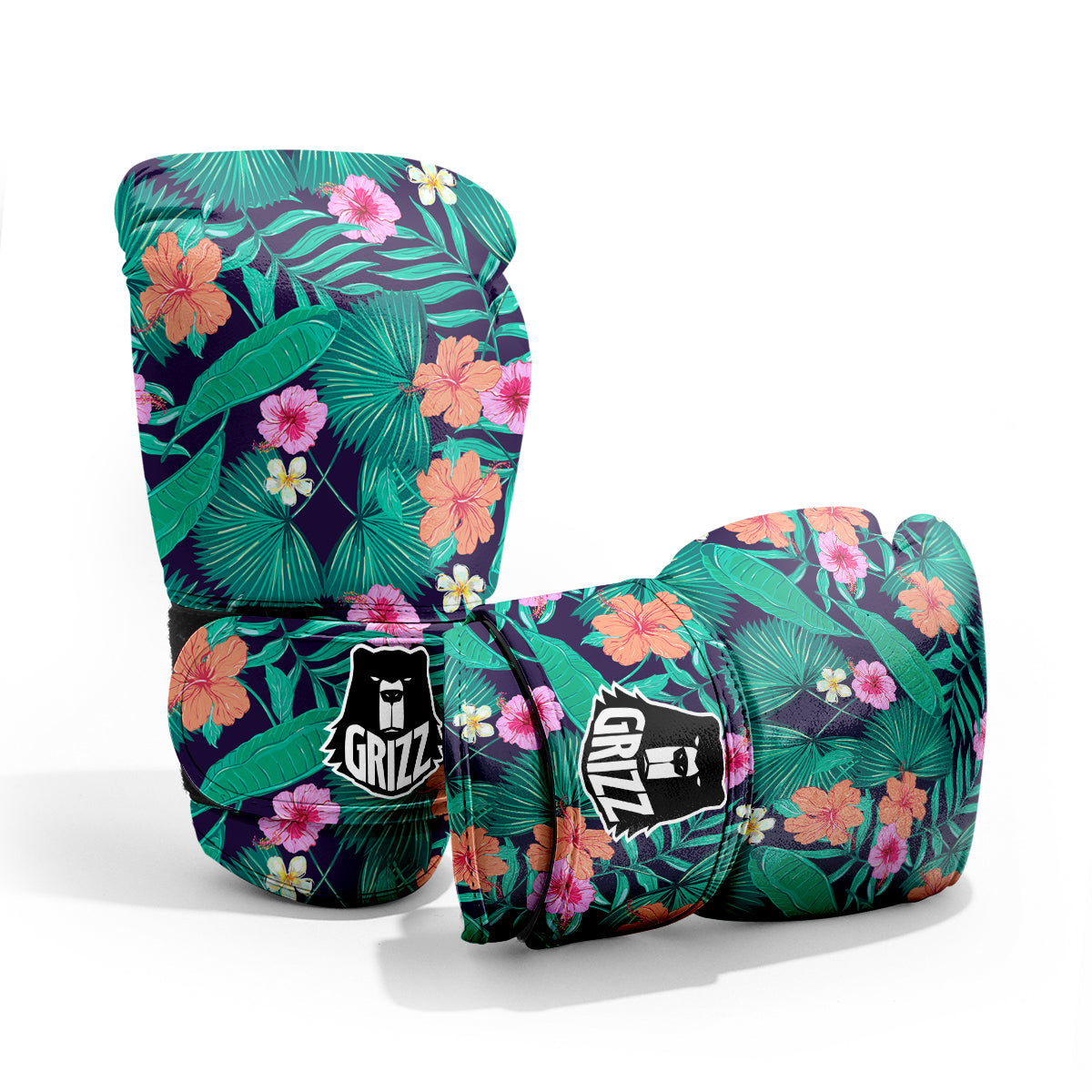 Hibiscus Leaves Tropical Print Pattern Pro Boxing Glove