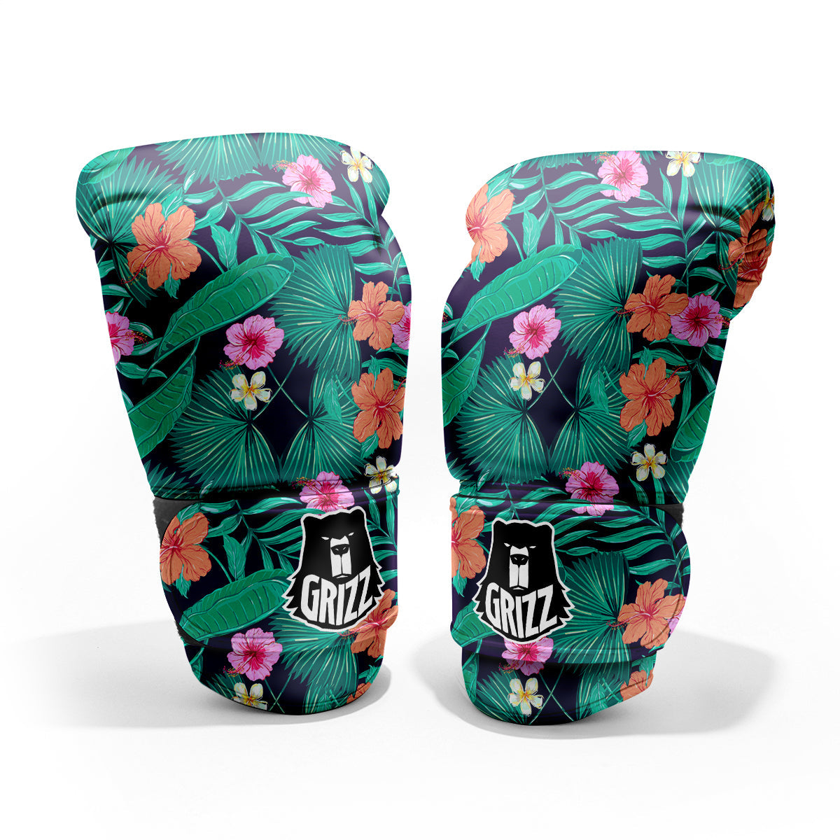 Hibiscus Leaves Tropical Print Pattern Pro Boxing Glove