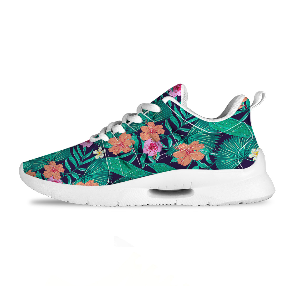 Hibiscus Leaves Tropical Print Pattern Tennis Shoes-grizzshop