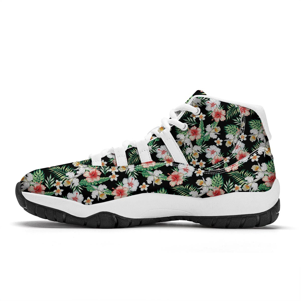 Hibiscus Lily Orchid Tropical White Bball Shoes-grizzshop