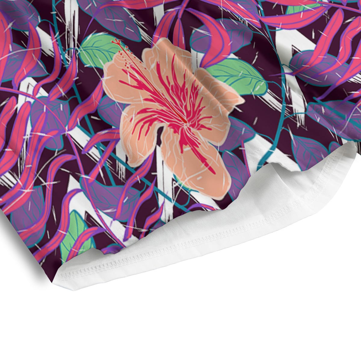 Hibiscus Purple Tropical Print Pattern Men's Athletic Shorts