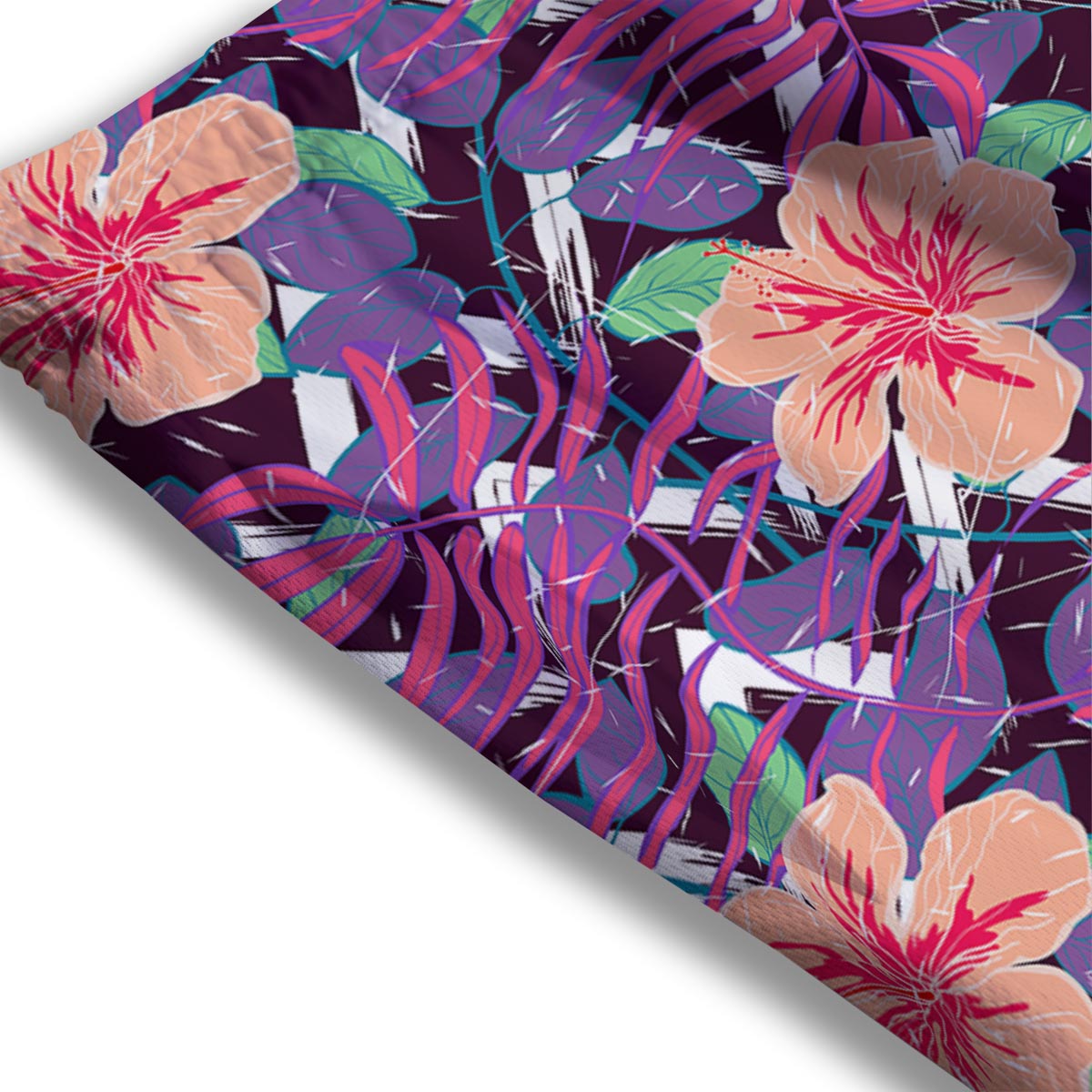 Hibiscus Purple Tropical Print Pattern Mesh Shorts