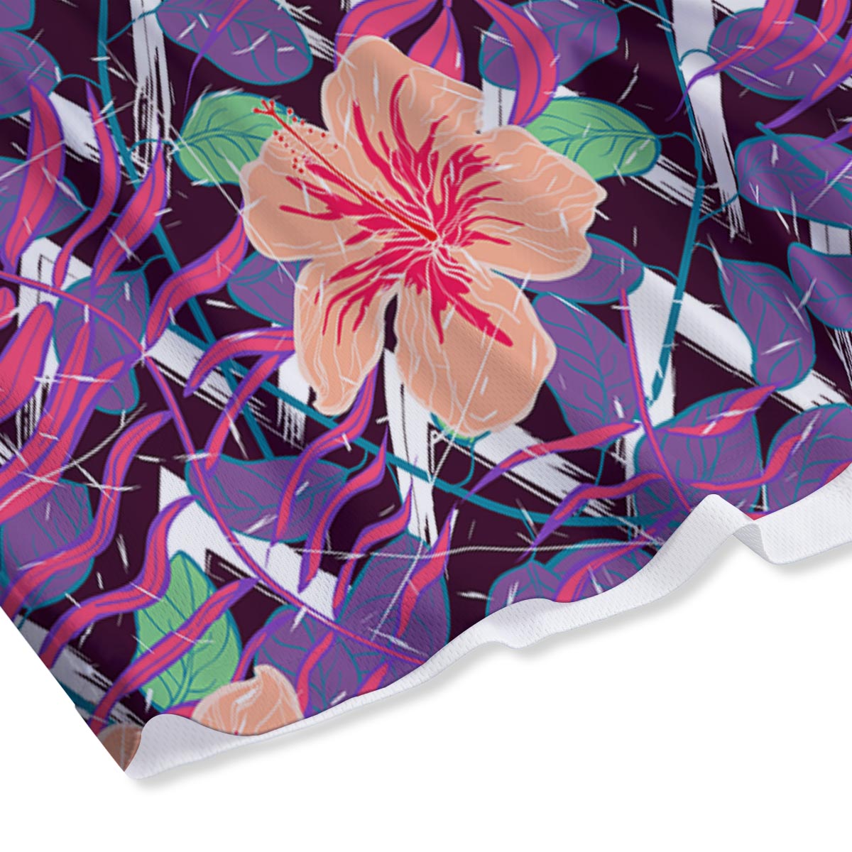 Hibiscus Purple Tropical Print Pattern Mesh Shorts