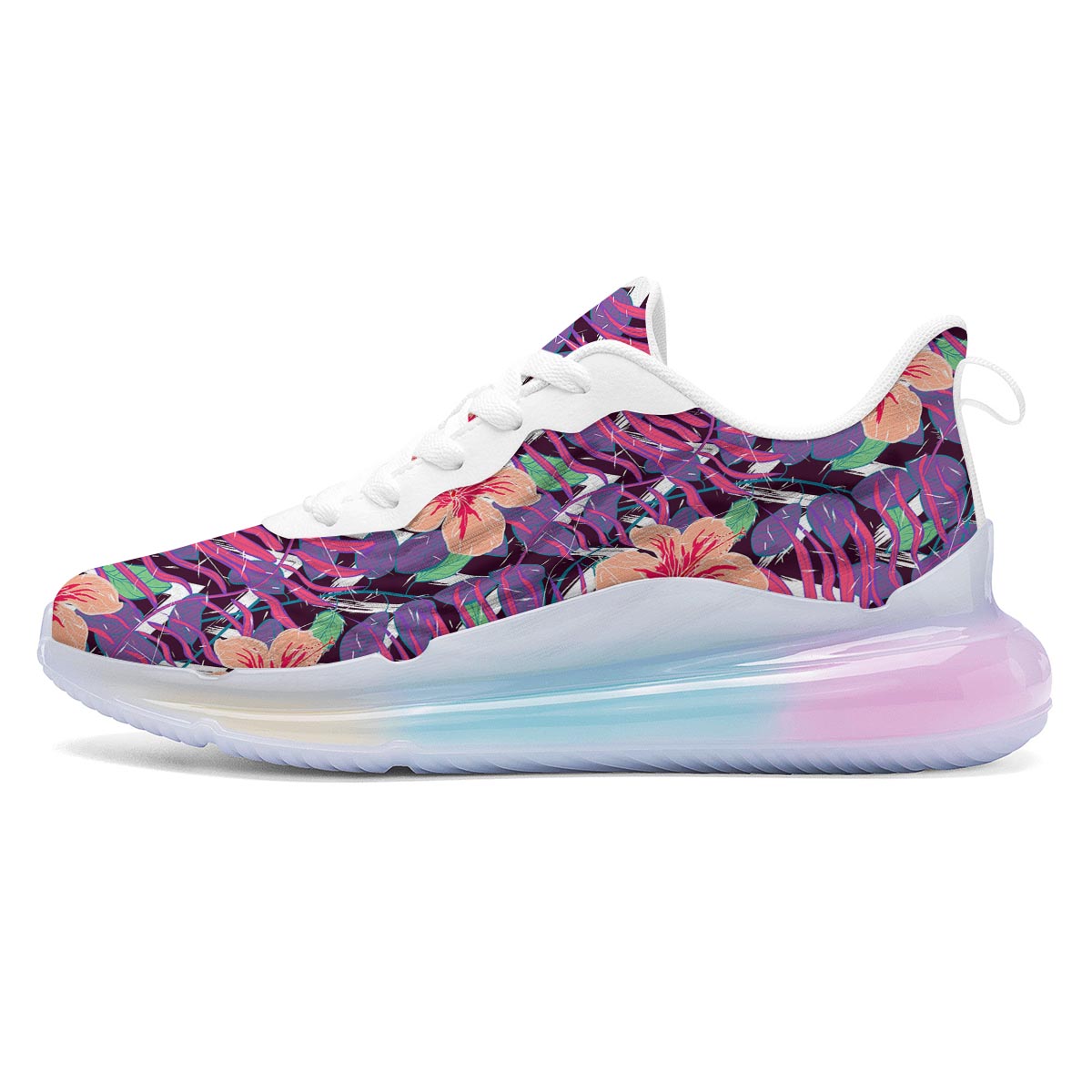 Hibiscus Purple Tropical Print Pattern Running Sneakers-grizzshop
